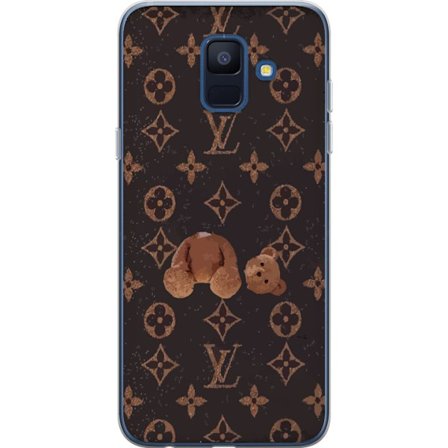 Kompatibel Mobilcover til Samsung Samsung Galaxy A6 (2018) Luksuriøst monogrammønster med knust bamse i mørk modeæstetik