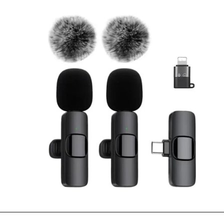 ING Trådløs Mikrofon, 2-pak, Lavalier Mikrofon, Bluetooth Mini Mikrofon, Til iPhone, iPad og Android, Til Videooptagelse, Batterilevetid