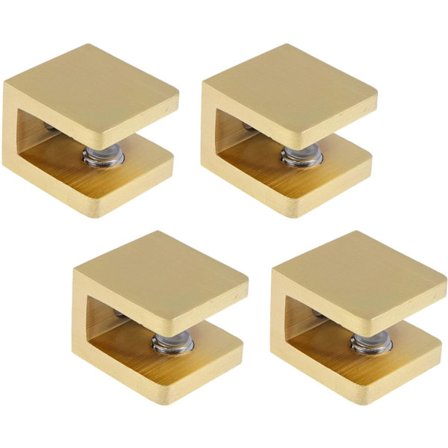 4 st duschhylleklämmor glas U-klämma hylla justerbart stöd fäste ingen borr för 8-10 mm glas-guld
