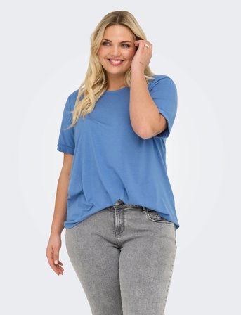 ONLY Carmakoma Carmoster S/S Fold Up Top Jrs Noos - Blue - 46-48