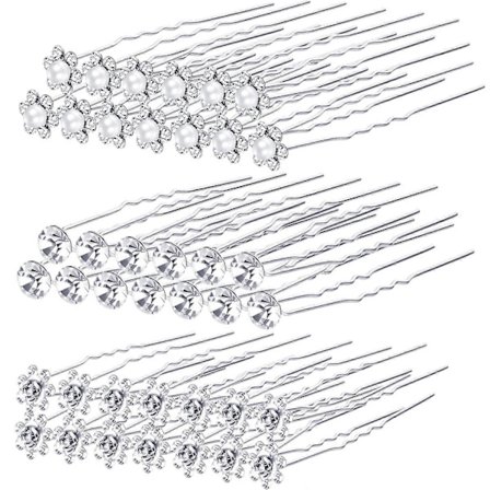 40-pakning Bryllupshårnåler med Rhinestones Hårspenner Tilbehør for Kvinner og Jenter (Stil B)