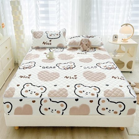 Dra-på-lakan i bomull med madrasskydd, 1,5 m säng, dammtätt & quiltat, nordiska blommönster