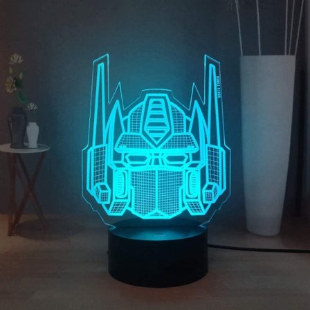 Transformers 3D Natlys, Optimus Prime 7 Farver LED Bordlampe, Fjernbetjening Børneværelse Natlys, Børn Drenge Fødselsdag