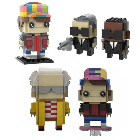 MOC tilbage til Den fremtidige læge Brown martyed Brickheadz Building Blocks set film action figurer