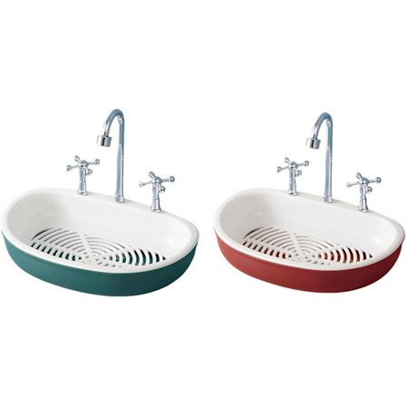 Sæt med 2 sæbeskåle med afløb - Sæbeholder til badeværelse, brusebad, køkken - Ingen boring (grøn + rød)