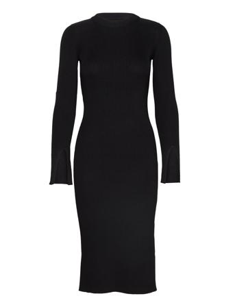 Elena Knitted Dress Knælang Kjole Sort Notes Du Nord