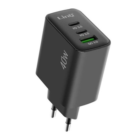 Nätladdare - LINQ - LinQ 40W - USB QC 3.0 - 2x USB-C Power Delivery