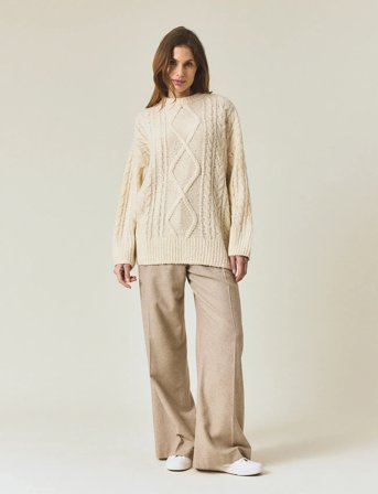 Lexington Clothing Chunky Cable Knit Sweater - Cream - M