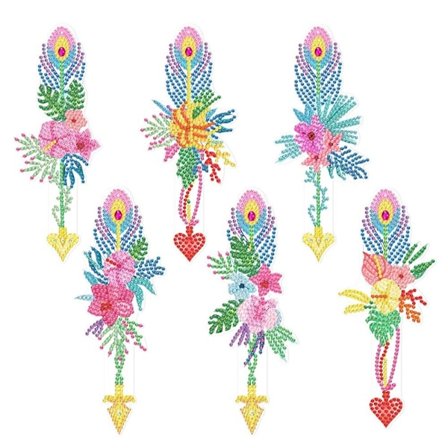 6st/ Set Feather Bookmark Diamond painting Bokmärke 02 02