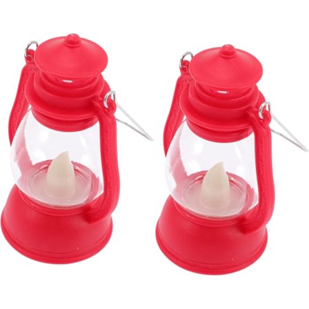 1 Sett Retro Lantern Utendørs Campinglampe Små Campinglykter Rød Pakke med 2