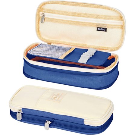 Marineblå, utvidbar pennal, pennal med stor kapasitet Sch