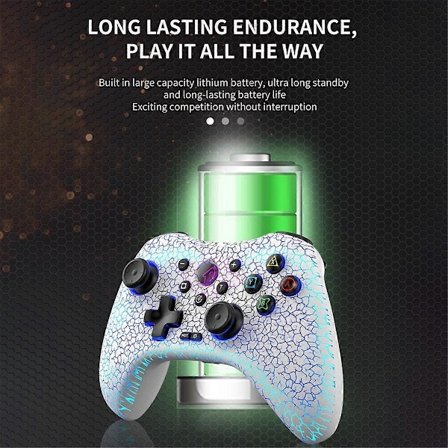 Trådlös spelkonsol + stativ för Switch / Android / iOS / PC 6-axlig gyro högprecisionsjoystick RGB Bluetooth gamepad a