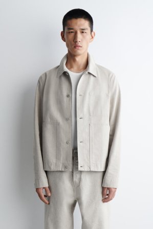 COS Men's Giacca In Denim Lavato in Beige
