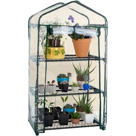 Bærbart 3-lags udendørs PVC-plast drivhus til frøplanter og blomster, 69 x 49 x 126 cm