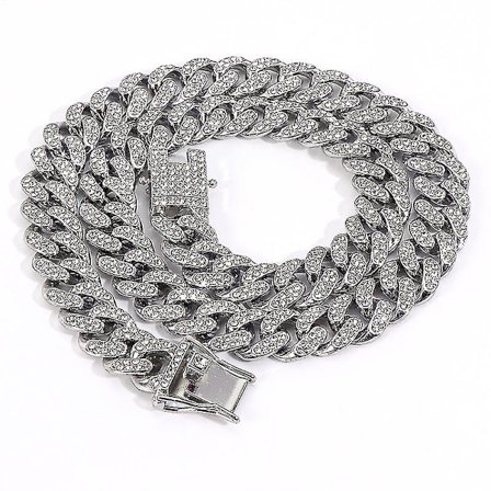 Cubanske Link Chains Mens Iced Out Miami Cubanske Kæde Halskæder Sølv/guld Bling Diamant Hip Hop Smykker Til Kvinder