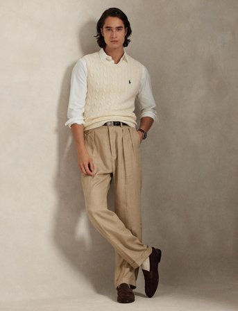 Ralph Lauren Golf Cable-Knit Cotton Sweater Vest - Cream - XXL