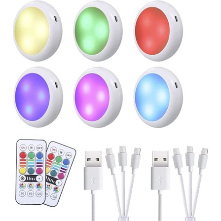 Trådløse LED-lys under skab, USB-opladelige, RGB-fjernbetjening