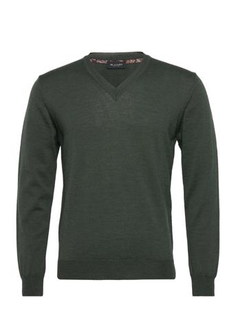 Merino Embroidery - Iv Neulepaita V-kaula-aukko Vihreä SAND