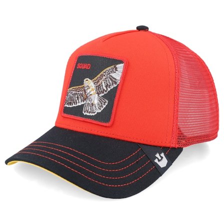 Goorin Bros. - Rood trucker Cap - The Squad Bird Fab Farm Red/Black A-Frame Trucker @ Hatstore