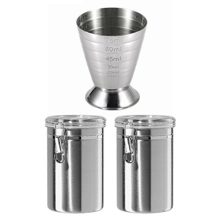 Ilmatiiviit säiliösetit keittiöön ruostumattomasta teräksestä & mitta-astia ounce jigger baari cockt