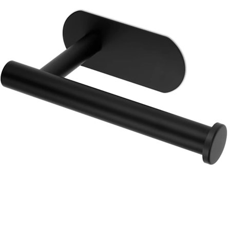 Selvklebende toalettpapirholder i rustfritt stål, toalettpapirholder, bad, kjøkken, selvklebende toalettpapirholder, ingen boring, svart