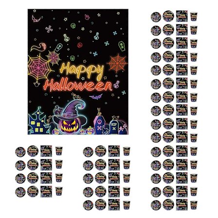 Halloween Engangsservice Sæt Tallerkener Servietter Dug Kopper Sæt Slot Flagermus Græskar Spøgelser Halloween Tema Service Festartikler