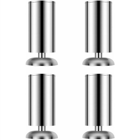 4 stk. 50 x 80mm Møbelben, Rustfrit Stål Køkken Skabskab Ben Runde Ben - Gummimåtter - Sikker og Stille