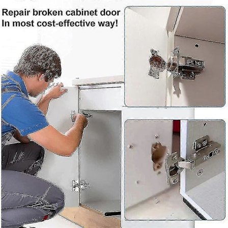 10 stk. Beslagplader til reparation af hængsler til skabsmøbler, skuffer, rustfrit stål, dørpaneler, bordben, hængsler