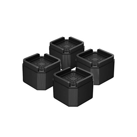 Mustat neliön muotoiset huonekalujen korotuspalat - 5 cm korkeus - 4 kpl:n sarja [80x80x50mm] - Pinottavat sängyn, sohvan ja pöydän jalkojen jatkeet