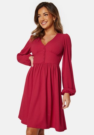 BUBBLEROOM - Structure Button Short Dress - Red