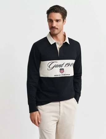 GANT Blocked Heavy Rugger - Black - M