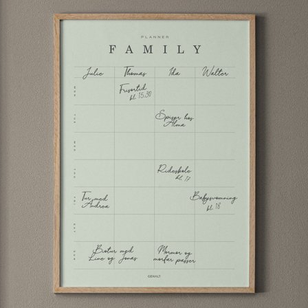 Plakat med Family Planner til 4 fra Gehalt — Ugeplan til familien