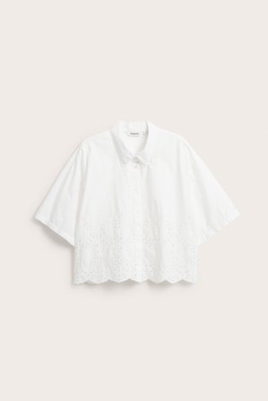 Kappahl | Kortermet skjorte med broderie anglaise Hvit XL | Dame