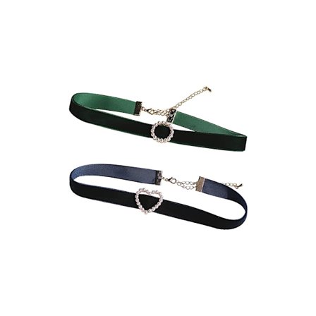 Naisten musta samettinen choker-kaulakoru sydänkoristeella