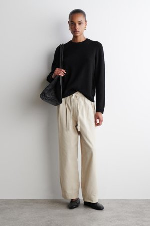 COS Women's Pantaloni Affusolati In Cotone Con Coulisse in Beige