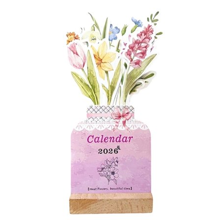 2026 Bloomy Flowers Bordkalender Mini Kalender Stående Bord C