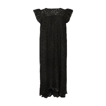 Tiffany Dalia, Long S/s Dress, Cotton - Black Klänningar Dam Svart XS-S