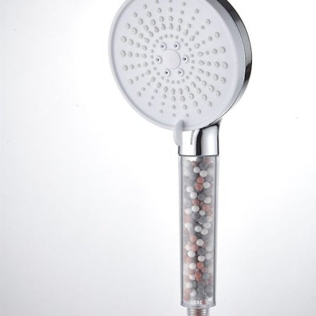 Vandbesparende brusehovedfilter, 5 sprayindstillinger, Anti-kalk hårdt vand blødgørende brusehoved - Hvid