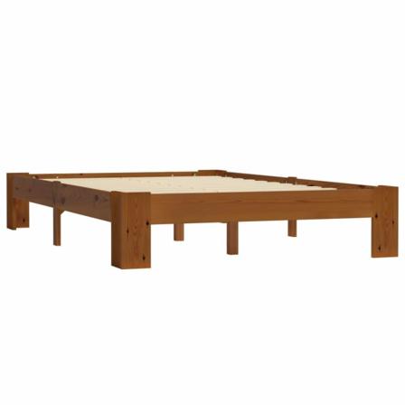 Vidaxl Sängram Ljusbrun Massiv Furu 140x200 Cm Brun