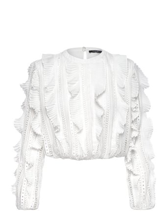 Annika Lace Frill Top Tops Blouses Long-sleeved White French Connection