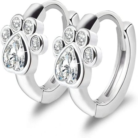 Cubic Zirconia Små Stud Øredobber - Katte Hund Poteavtrykk Stud Øredobber Søte Brusk Øredobber For Kvinner Jenter Tenåringer, TA