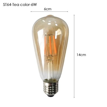 Vintage retro pære glødetråd ST64-TEA COLOR-6W ST64-TEA COLOR-6W