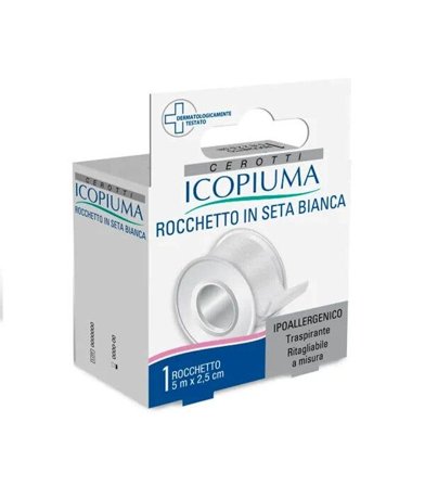 Icopiuma Cerotto Rocchetto In Seta Bianca 2,5cmx5m