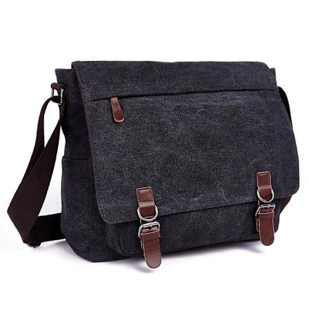 Laptop Messenger Väskor, Herr Axelväska, 16 Tum Vintage Canvas Väska För Skola Och Arbete, Flera Fack.
