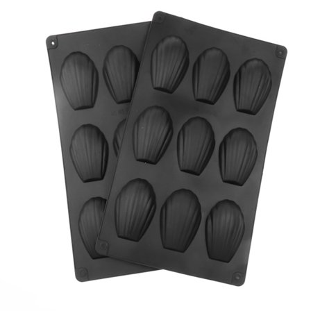 Madeleineformar från Pieces, 9-håls silikon Madeleine bakplåt, svart form för kakor, choklad, godis och kakor{f2}