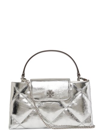 Tory Burch Kira Diamond Quilt Metallic East-West Top Handle - Silver - ONE SIZE