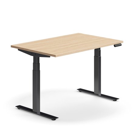 Schreibtisch QBUS höhenverstellbar, 1200x800 mm, Gestell schwarz, Eiche