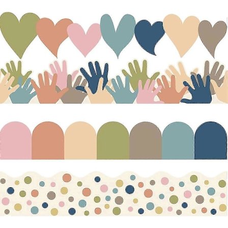 Selvklæbende opslagstavle kantbånd, 4 stilarter, farverige kanter til opslagstavle, kantbånd, notitskant