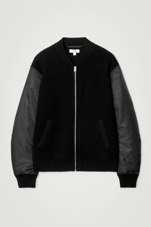 COS Men's Merino Wool And Bomber Jacket in Black
