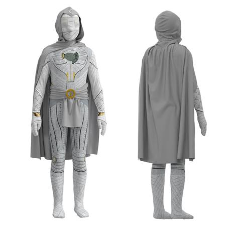 Moon Knight Costume Jumpsuit + Kappa + Bälte + Mask Set För Barn